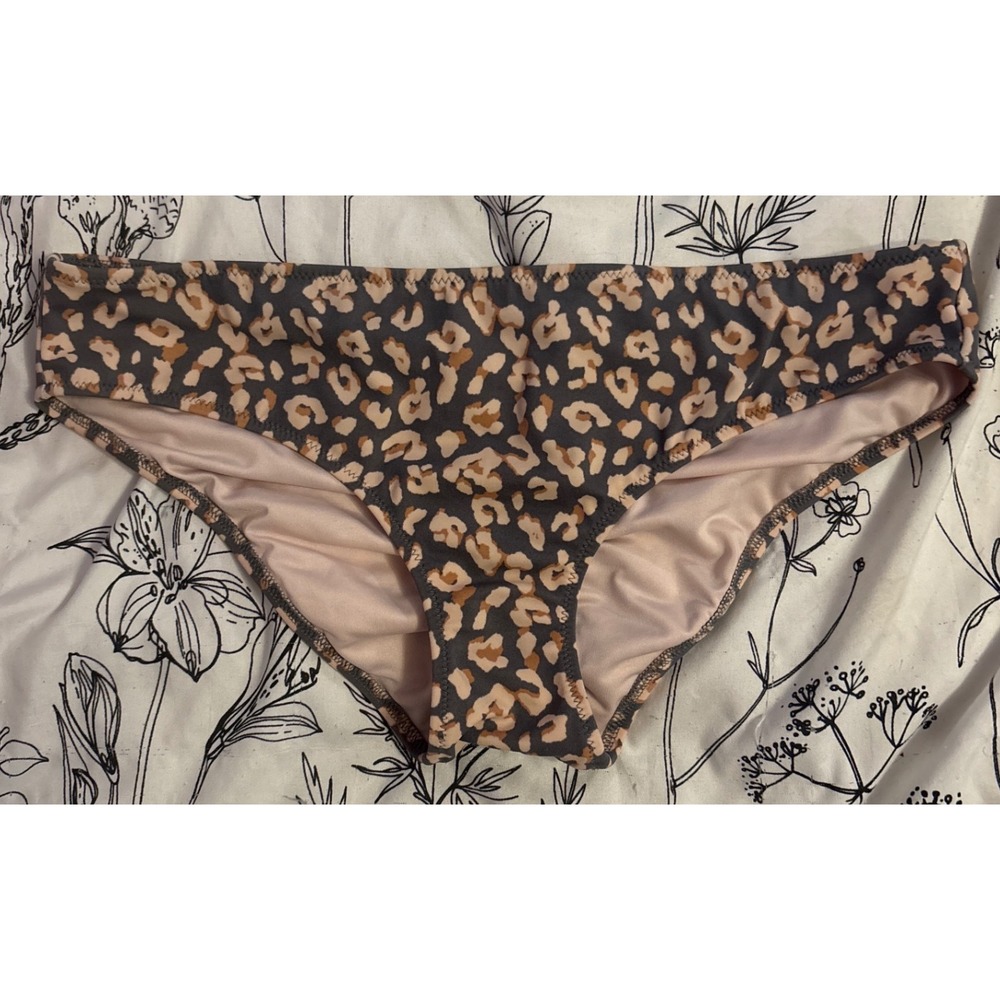 Shade & Shore Mauve/Gray Cheetah Ultra Cheeky Bikini Bottoms, Small